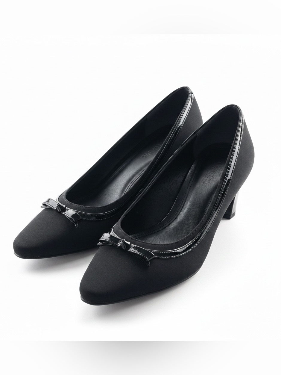 Covington Classic Black Pointed-Toe Women’s Pumps With Bow- Ecu